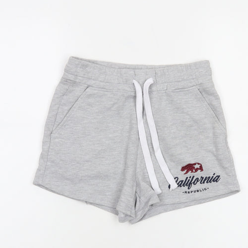 Reflex Womens Grey Sweat Shorts S Casual California Embroidered Activewear