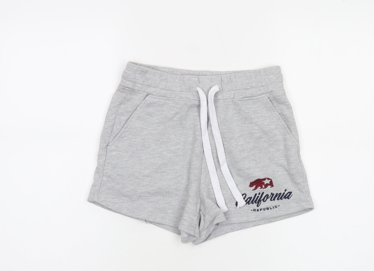 Reflex Womens Grey Sweat Shorts S Casual California Embroidered Activewear