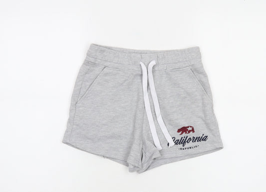 Reflex Womens Grey Sweat Shorts S Casual California Embroidered Activewear