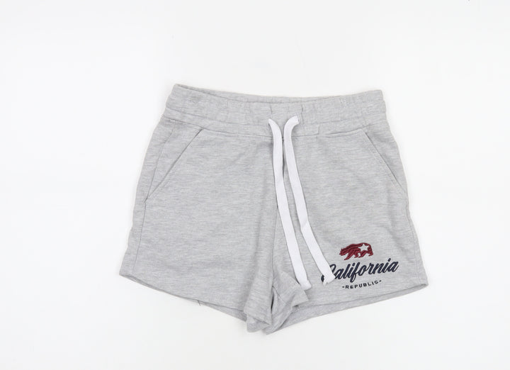 Reflex Womens Grey Sweat Shorts S Casual California Embroidered Activewear