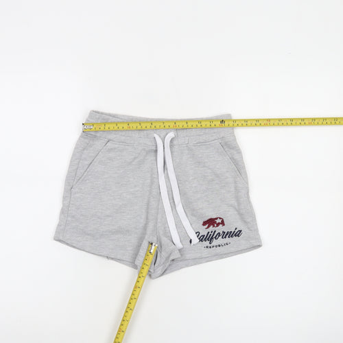 Reflex Womens Grey Sweat Shorts S Casual California Embroidered Activewear