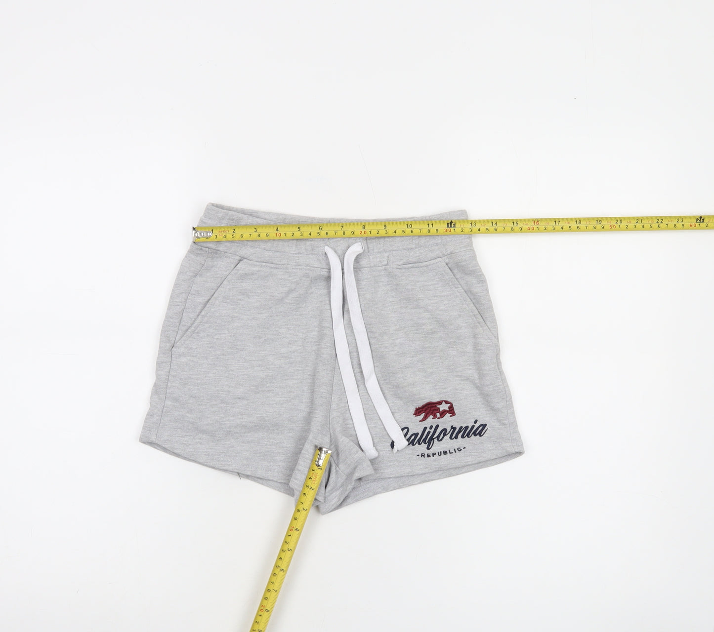 Reflex Womens Grey Sweat Shorts S Casual California Embroidered Activewear