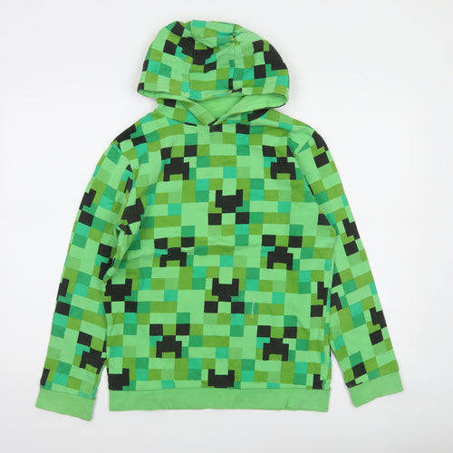 Jinx Boys Green Minecraft Creeper Pullover Hoodie 13-14 Years 100% Cotton
