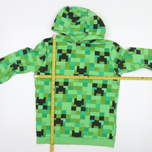 Jinx Boys Green Minecraft Creeper Pullover Hoodie 13-14 Years 100% Cotton