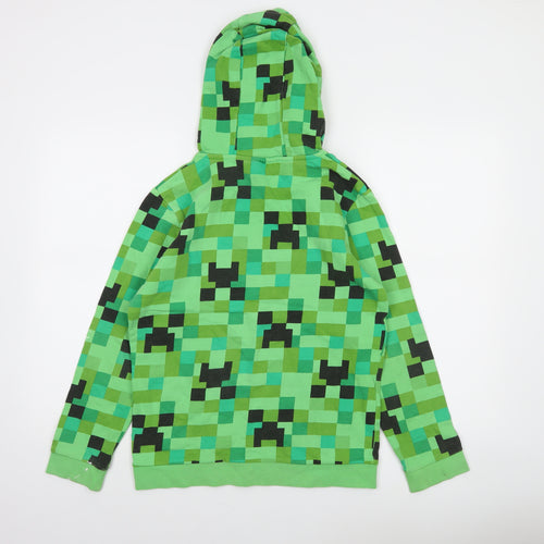 Jinx Boys Green Minecraft Creeper Pullover Hoodie 13-14 Years 100% Cotton