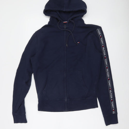 Tommy Hilfiger Women's Navy Full Zip Hoodie Small - Logo Tape