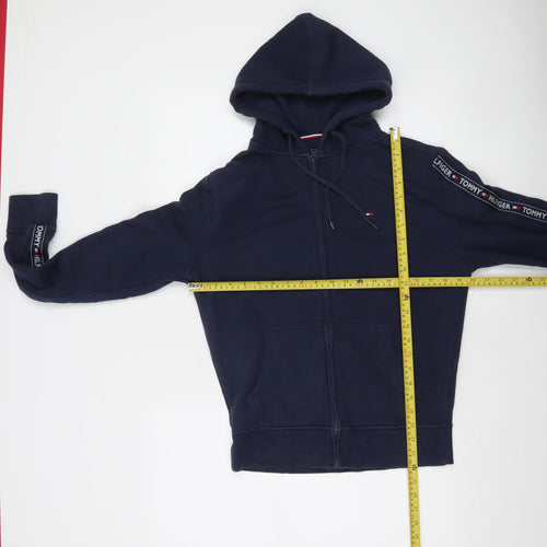 Tommy Hilfiger Women's Navy Full Zip Hoodie Small - Logo Tape