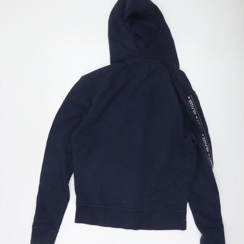 Tommy Hilfiger Women's Navy Full Zip Hoodie Small - Logo Tape