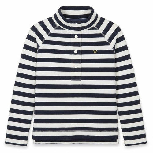 Crew Clothing Company Women's Navy Stripe Henley Sweatshirt Size 10