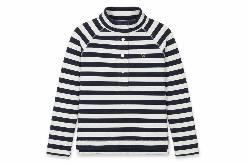 Crew Clothing Company Women's Navy Stripe Henley Sweatshirt Size 10