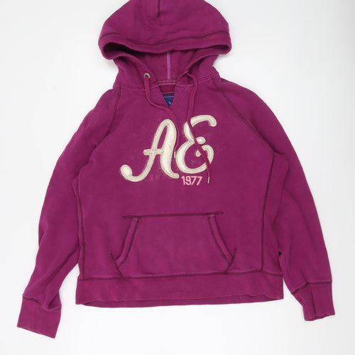 American Eagle Womens Purple Pullover Hoodie XL Graphic Print Casual