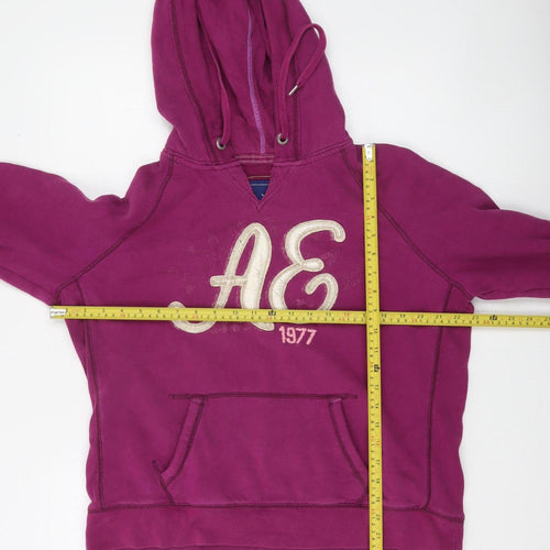 American Eagle Womens Purple Pullover Hoodie XL Graphic Print Casual
