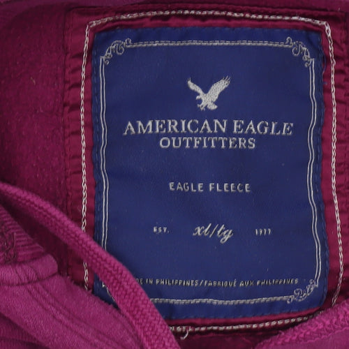 American Eagle Womens Purple Pullover Hoodie XL Graphic Print Casual