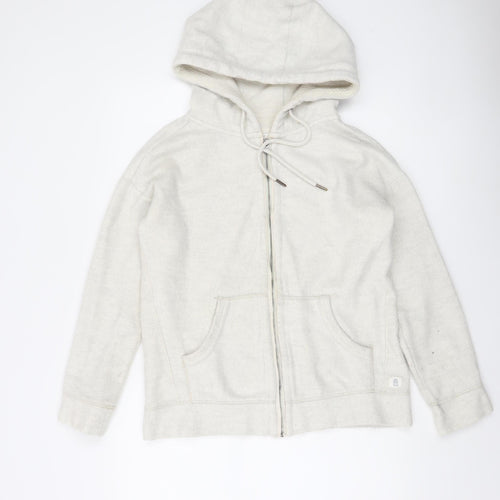 Fat Face Women Ivory Full Zip Hoodie Small 81% Cotton Relaxed Fit