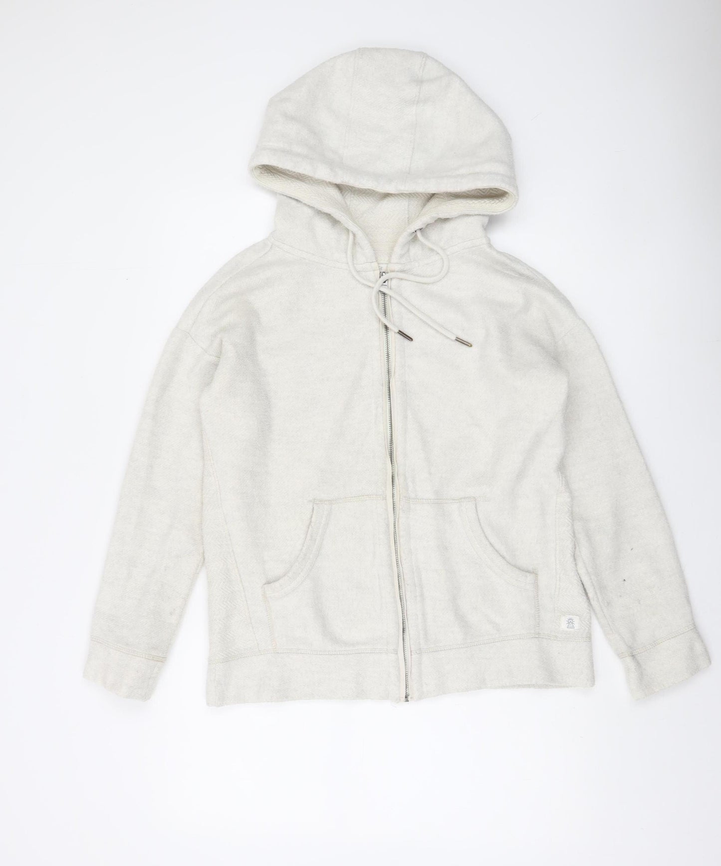 Fat Face Women Ivory Full Zip Hoodie Small 81% Cotton Relaxed Fit