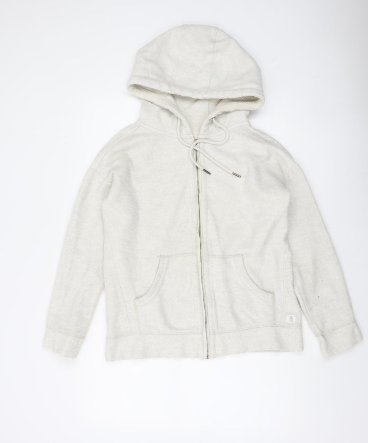 Fat Face Women Ivory Full Zip Hoodie Small 81% Cotton Relaxed Fit