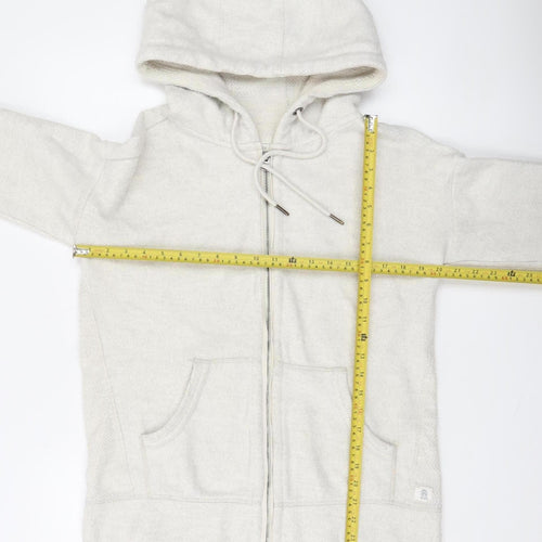 Fat Face Women Ivory Full Zip Hoodie Small 81% Cotton Relaxed Fit