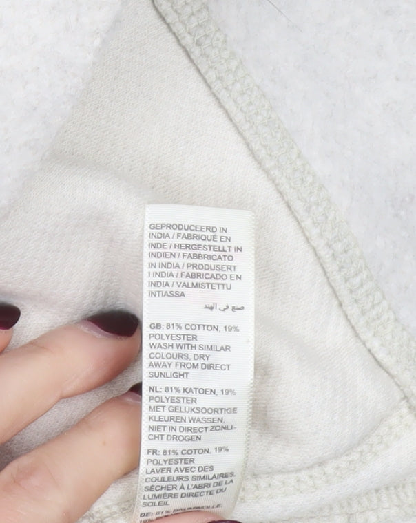 Fat Face Women Ivory Full Zip Hoodie Small 81% Cotton Relaxed Fit