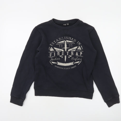 Firetrap Boys Black 11-12 Years Pullover Fleece Sweatshirt