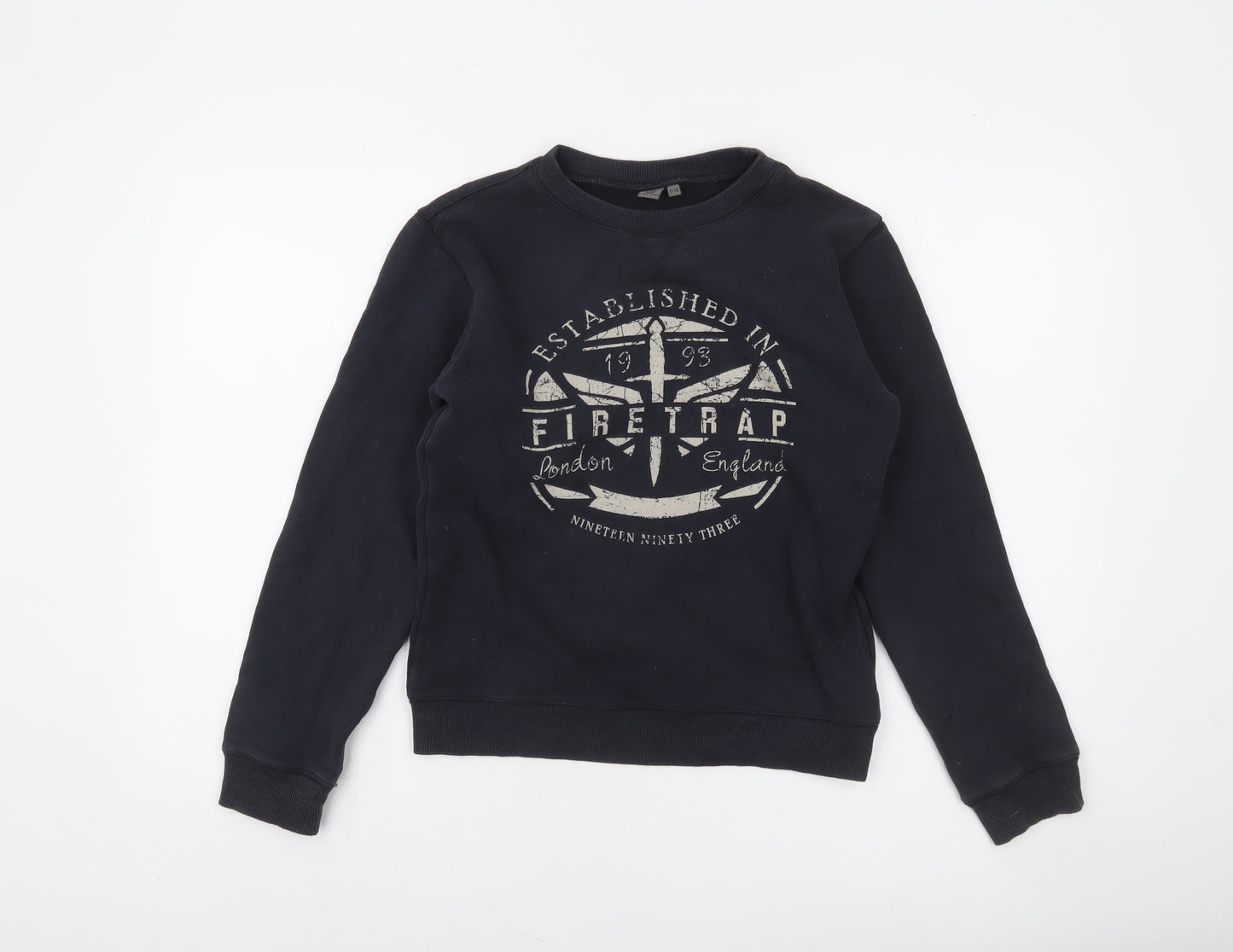 Firetrap Boys Black 11-12 Years Pullover Fleece Sweatshirt