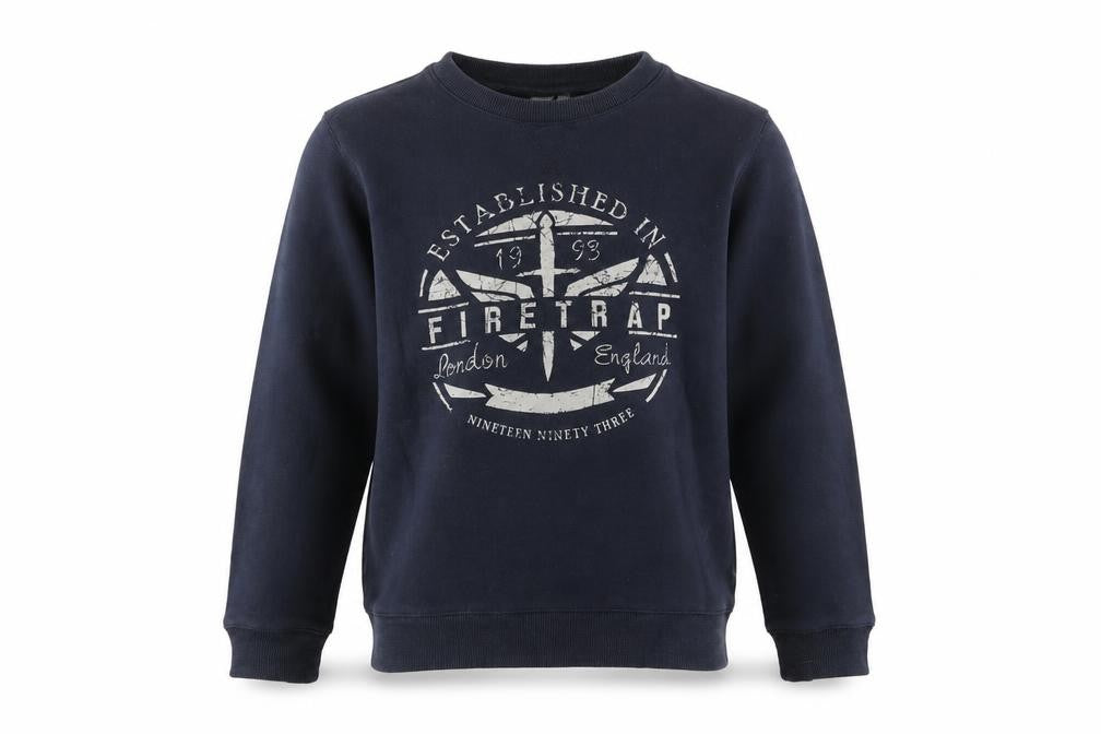Front view of Firetrap boys’ black 11-12 years pullover fleece sweatshirt