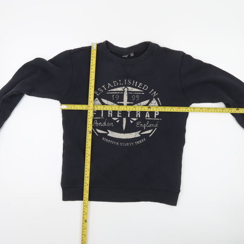 Firetrap Boys Black 11-12 Years Pullover Fleece Sweatshirt