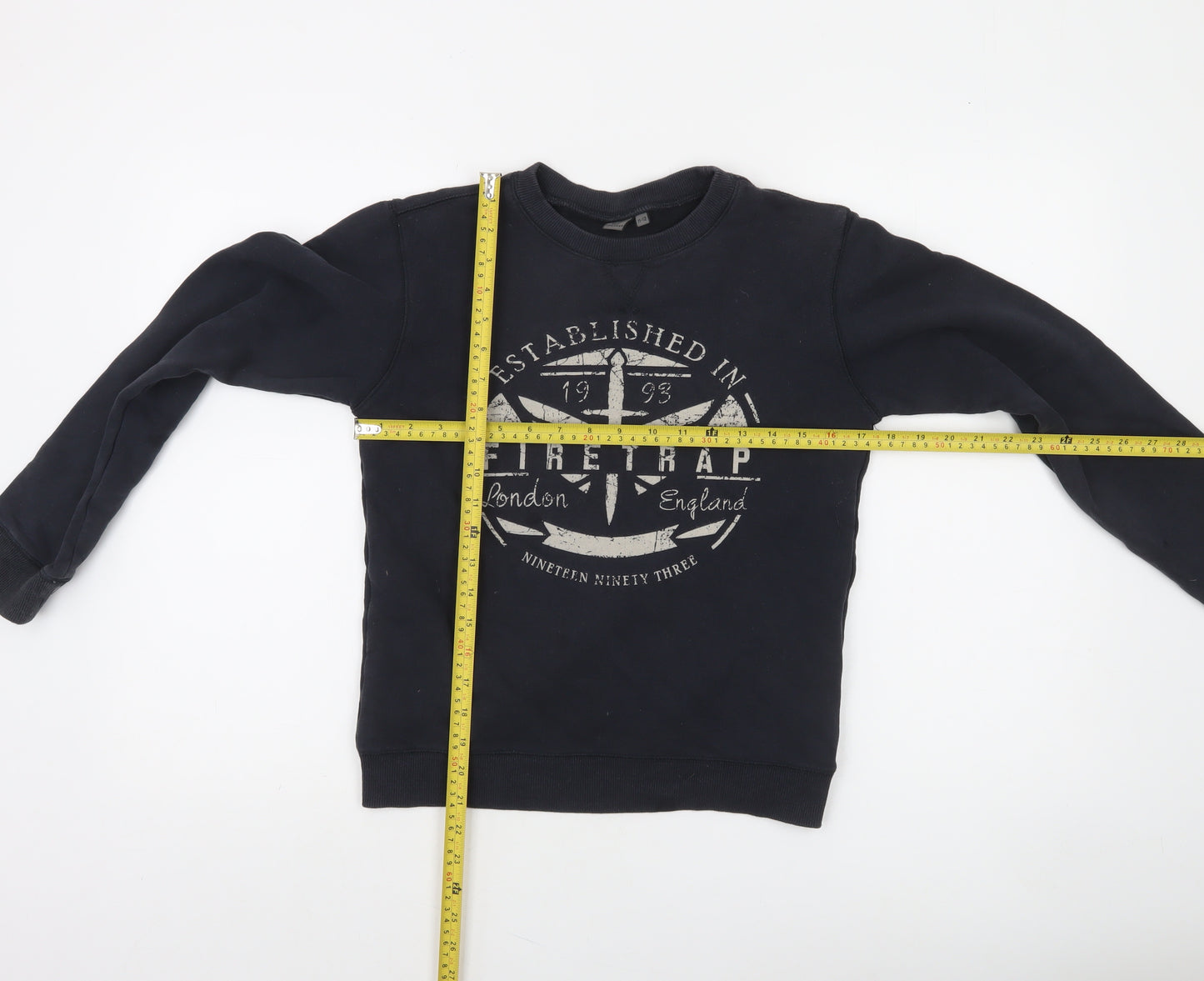 Firetrap Boys Black 11-12 Years Pullover Fleece Sweatshirt