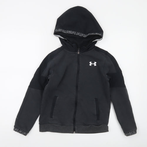 Under Armour Boys Black Full Zip Hoodie Size M ColdGear Lightweight