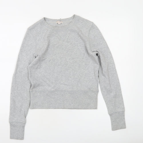 Gap Women Grey Cotton Crew Neck Pullover Sweatshirt XS