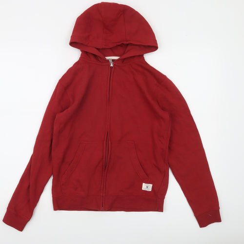 DC Boys Red Full Zip Hoodie Size 18 Cotton Blend Casual Sweatshirt