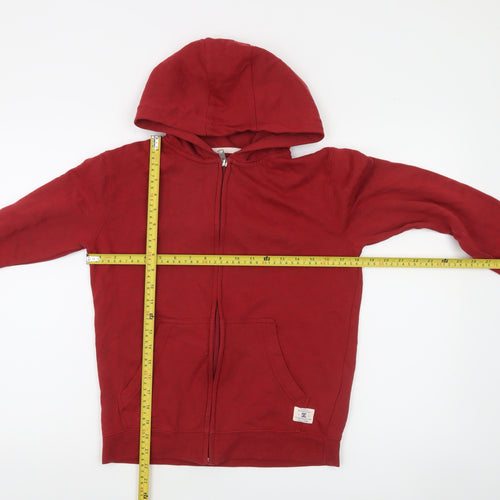DC Boys Red Full Zip Hoodie Size 18 Cotton Blend Casual Sweatshirt