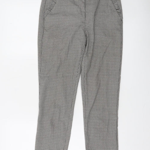 Zara Basic Women Grey Check Slim Fit Chino Trousers Size S