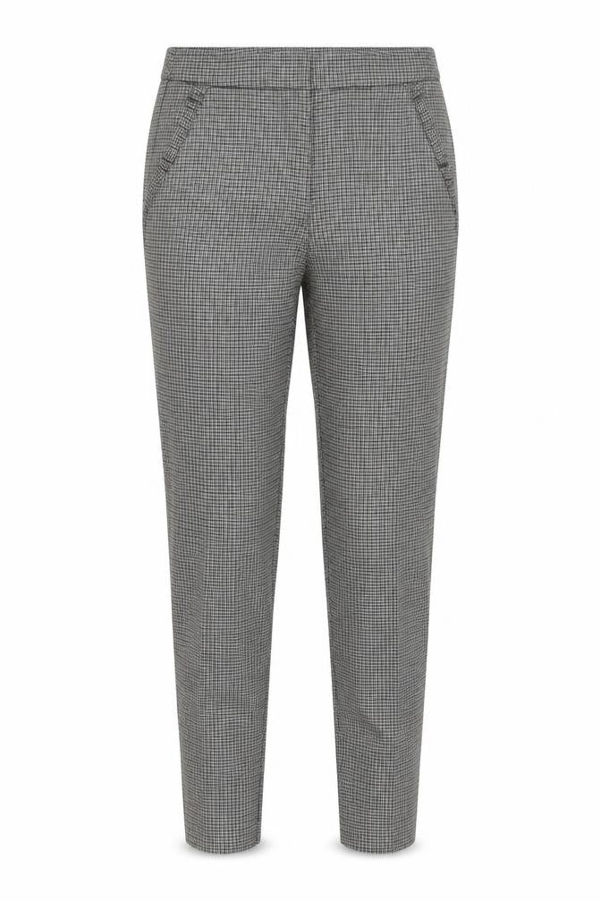 Front view of Zara Basic Women Grey Check Slim Fit Chino Trousers, size S