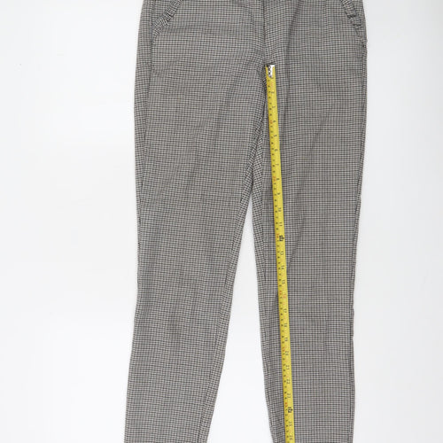 Zara Basic Women Grey Check Slim Fit Chino Trousers Size S