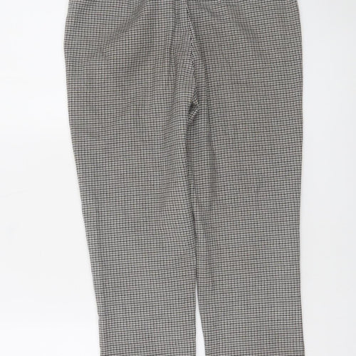 Zara Basic Women Grey Check Slim Fit Chino Trousers Size S