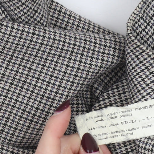 Zara Basic Women Grey Check Slim Fit Chino Trousers Size S
