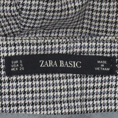 Zara Basic Women Grey Check Slim Fit Chino Trousers Size S
