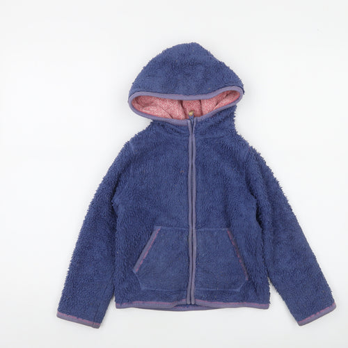 FatFace Girls Blue Full Zip Fleece Hoodie 4-5 Years Bumblebee Design