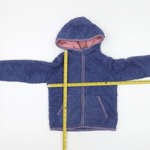 FatFace Girls Blue Full Zip Fleece Hoodie 4-5 Years Bumblebee Design