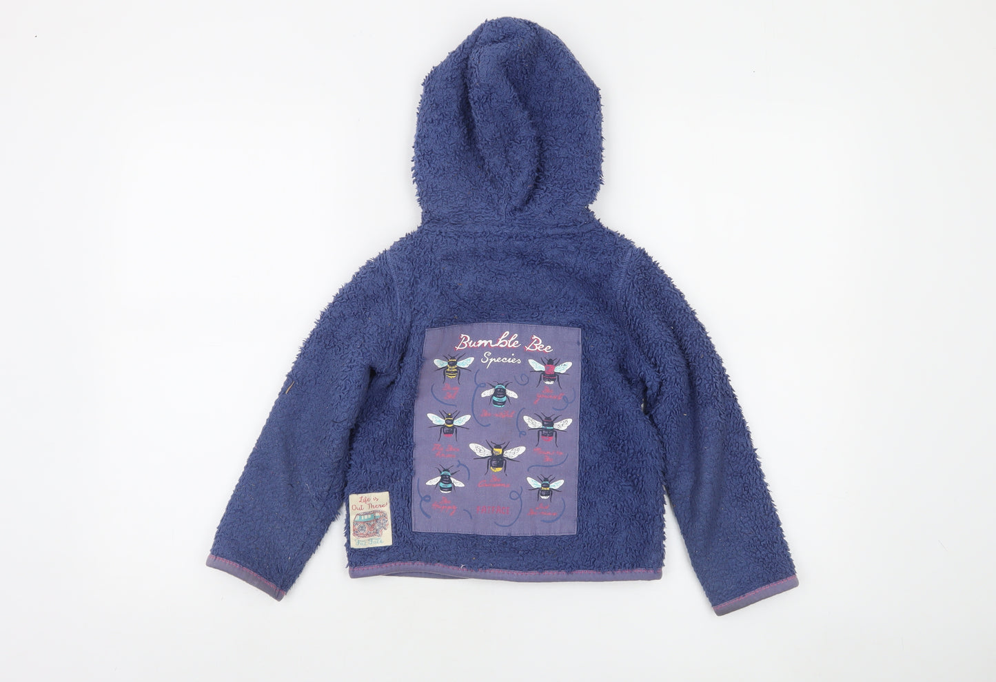 FatFace Girls Blue Full Zip Fleece Hoodie 4-5 Years Bumblebee Design