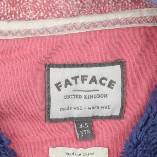 FatFace Girls Blue Full Zip Fleece Hoodie 4-5 Years Bumblebee Design