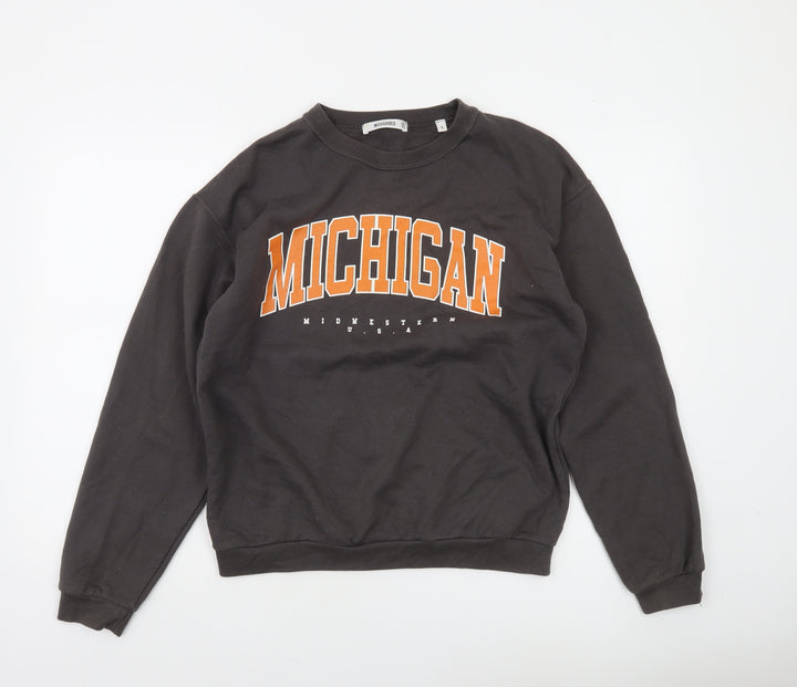 Missguided Women Black Michigan Graphic Pullover Sweatshirt Size S