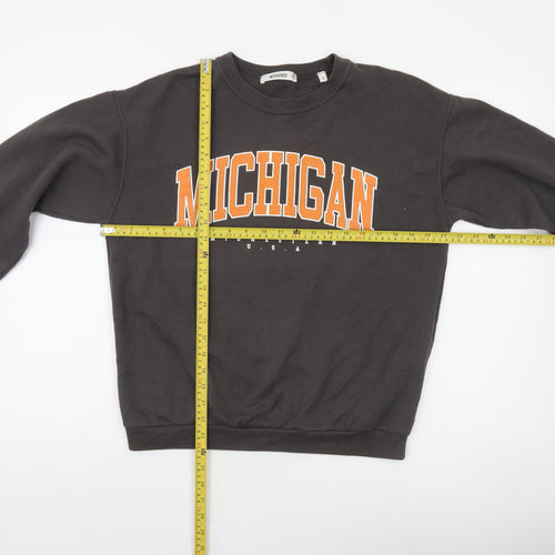 Missguided Women Black Michigan Graphic Pullover Sweatshirt Size S