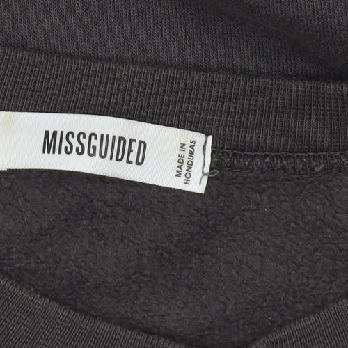 Missguided Women Black Michigan Graphic Pullover Sweatshirt Size S