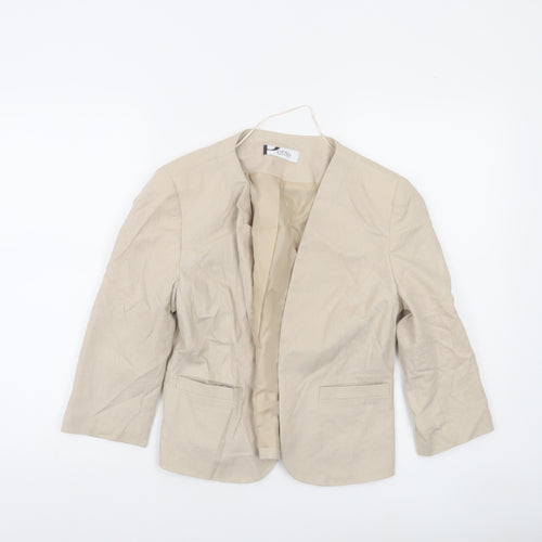 BHS Women's Beige Petite Linen Blend 3/4 Sleeve Blazer Size 10