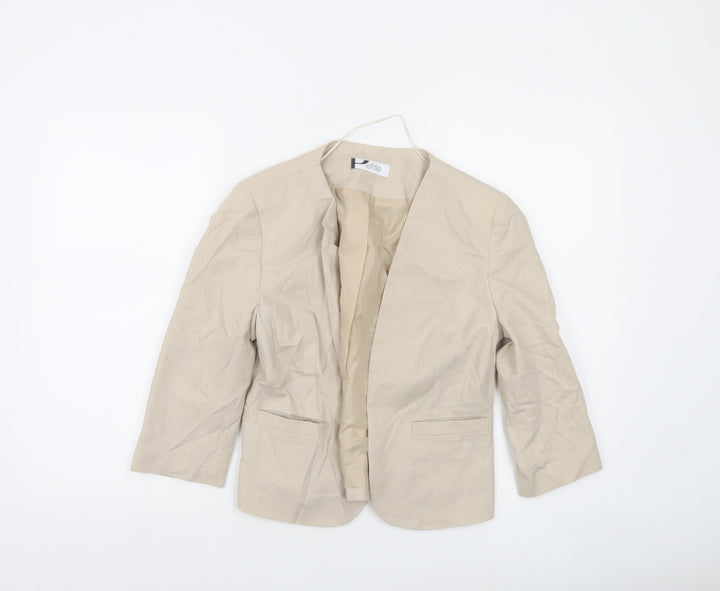 BHS Women's Beige Petite Linen Blend 3/4 Sleeve Blazer Size 10