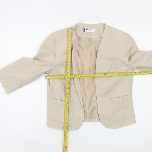 BHS Women's Beige Petite Linen Blend 3/4 Sleeve Blazer Size 10