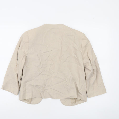 BHS Women's Beige Petite Linen Blend 3/4 Sleeve Blazer Size 10