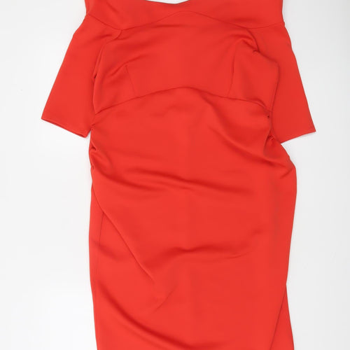 Rochelle Humes Womens Red Off Shoulder Bodycon Dress Size 14