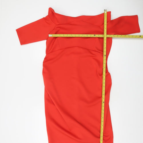 Rochelle Humes Womens Red Off Shoulder Bodycon Dress Size 14